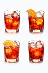 Aufkleber - A picture of a set of four glasses filled with various drinks. This versatile image can be used in a variety of contexts