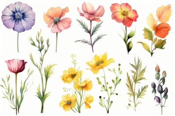Aufkleber - Beautiful watercolor painting of a bunch of flowers on a white background. Perfect for adding a touch of elegance to any design or project
