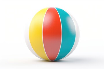 Poster - Colorful beach ball resting on a white surface, perfect for summer-themed designs and advertisements