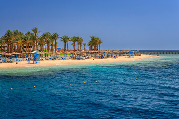 Wall Mural - Beautiful scenery of the Red Sea coast at Port Ghalib in Egypt, Africa.