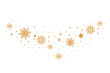 Gold Snowflakes Christmas border in wave shape. Snowflakes with star border. Christmas decoration. merry Xmas snow flake header or banner, wallpaper or backdrop decor