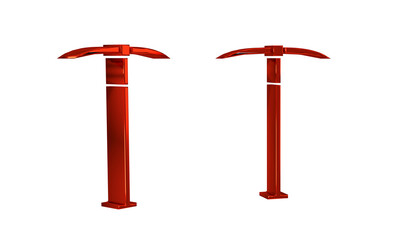 Poster - Red Pickaxe icon isolated on transparent background.