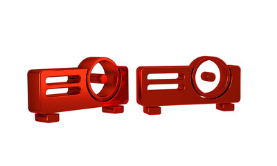 Poster - Red Presentation, movie, film, media projector icon isolated on transparent background.