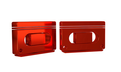 Poster - Red VHS video cassette tape icon isolated on transparent background.