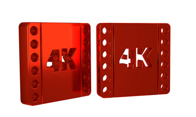 Poster - Red 4k movie, tape, frame icon isolated on transparent background.