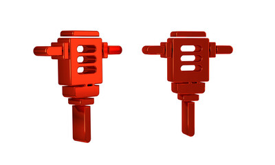 Poster - Red Electric rotary hammer drill machine icon isolated on transparent background. Working tool for construction, finishing, repair work.