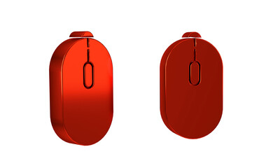 Poster - Red Computer mouse gaming icon isolated on transparent background. Optical with wheel symbol.