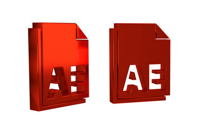 Poster - Red AE file document icon isolated on transparent background.