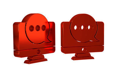 Poster - Red New chat messages notification on monitor icon isolated on transparent background. Smartphone chatting sms messages speech bubbles.