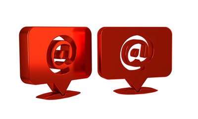 Poster - Red Mail and e-mail icon isolated on transparent background. Envelope symbol e-mail. Email message sign.