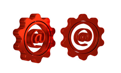 Poster - Red Mail and e-mail icon isolated on transparent background. Envelope symbol e-mail. Email message sign.