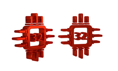 Aufkleber - Red Computer processor with microcircuits CPU icon isolated on transparent background. Chip or cpu with circuit board. Micro processor.