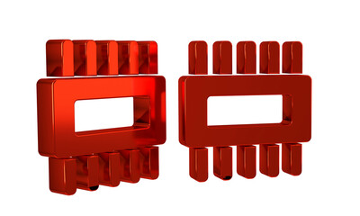 Aufkleber - Red Computer processor with microcircuits CPU icon isolated on transparent background. Chip or cpu with circuit board. Micro processor.