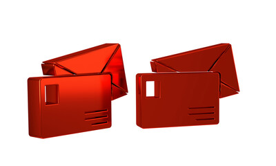 Poster - Red Envelope icon isolated on transparent background. Email message letter symbol.