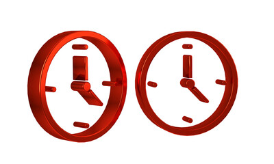 Poster - Red Fast time delivery icon isolated on transparent background. Timely service, stopwatch in motion, deadline concept, clock speed.