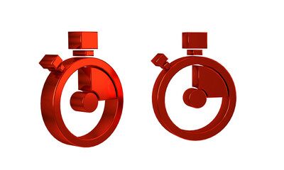 Poster - Red Fast time delivery icon isolated on transparent background. Timely service, stopwatch in motion, deadline concept, clock speed.
