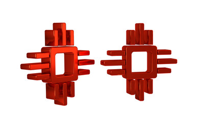 Aufkleber - Red Computer processor with microcircuits CPU icon isolated on transparent background. Chip or cpu with circuit board. Micro processor.