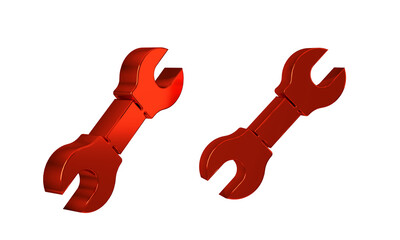 Poster - Red Wrench spanner icon isolated on transparent background.
