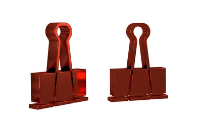 Poster - Red Binder clip icon isolated on transparent background. Paper clip.