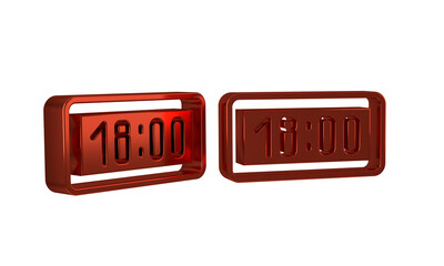 Poster - Red Digital alarm clock icon isolated on transparent background. Electronic watch alarm clock. Time icon.