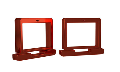 Poster - Red Laptop icon isolated on transparent background. Computer notebook with empty screen sign.