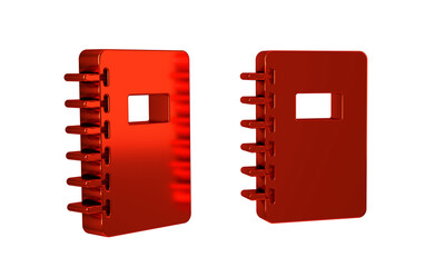 Poster - Red Notebook icon isolated on transparent background. Spiral notepad icon. School notebook. Writing pad. Diary for school.