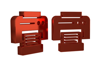 Poster - Red Printer icon isolated on transparent background.