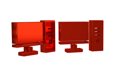 Aufkleber - Red Computer monitor icon isolated on transparent background. PC component sign.