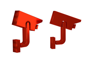 Poster - Red Security camera icon isolated on transparent background.