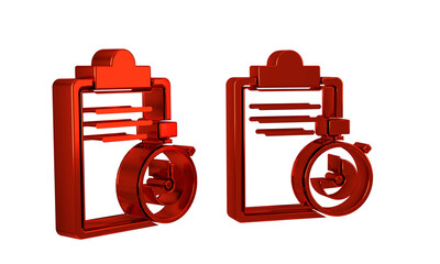 Poster - Red Verification of delivery list clipboard icon isolated on transparent background.