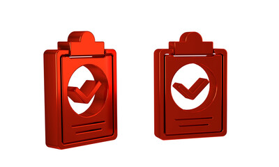 Poster - Red Verification of delivery list clipboard icon isolated on transparent background.