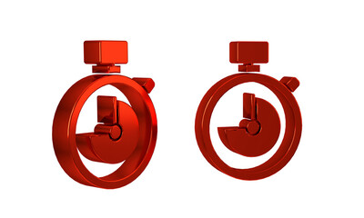Poster - Red Stopwatch icon isolated on transparent background. Time timer sign. Chronometer sign.