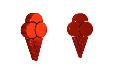 Poster - Red Ice cream in waffle cone icon isolated on transparent background. Sweet symbol.