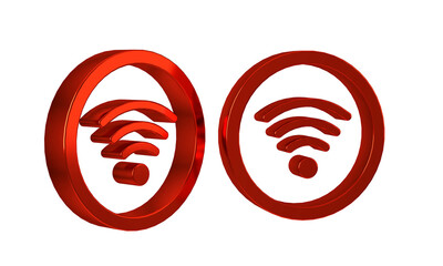 Poster - Red Wi-Fi wireless internet network symbol icon isolated on transparent background.