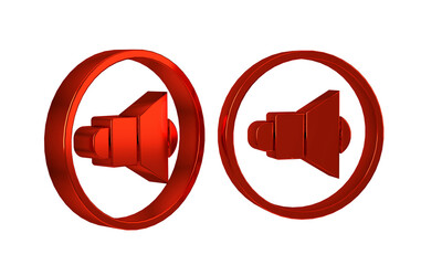 Poster - Red Speaker volume, audio voice sound symbol, media music icon isolated on transparent background.