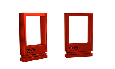 Poster - Red Voice assistant icon isolated on transparent background. Voice control user interface smart speaker.
