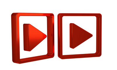 Poster - Red Play in square icon isolated on transparent background.