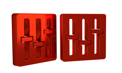 Poster - Red Sound mixer controller icon isolated on transparent background. Dj equipment slider buttons. Mixing console.
