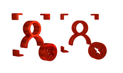 Aufkleber - Red Rejection face recognition icon isolated on transparent background. Face identification scanner icon. Facial id. Cyber security concept.