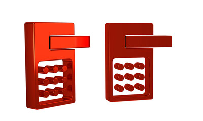 Poster - Red Digital door lock with wireless technology for unlock icon isolated on transparent background. Door handle sign. Security smart home.