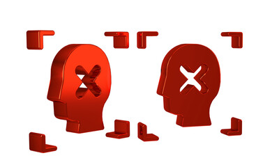 Aufkleber - Red Rejection face recognition icon isolated on transparent background. Face identification scanner icon. Facial id. Cyber security concept.