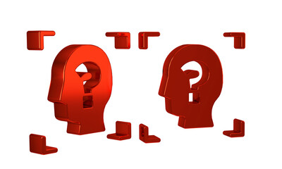 Aufkleber - Red Face recognition icon isolated on transparent background. Face identification scanner icon. Facial id. Cyber security concept.