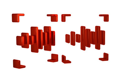 Poster - Red Voice recognition icon isolated on transparent background. Voice biometric access authentication for personal identity recognition. Cyber security.