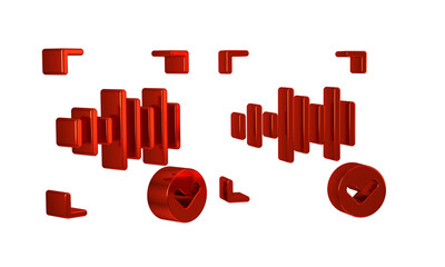 Poster - Red Voice recognition icon isolated on transparent background. Voice biometric access authentication for personal identity recognition. Cyber security.