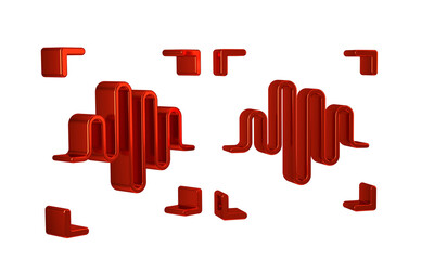 Poster - Red Voice recognition icon isolated on transparent background. Voice biometric access authentication for personal identity recognition. Cyber security.