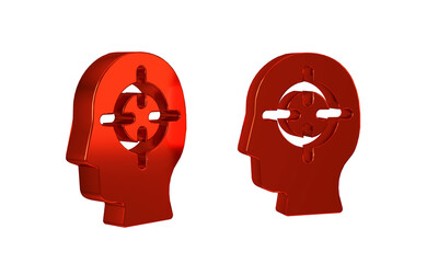 Poster - Red Finding a problem in psychology icon isolated on transparent background.