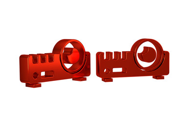 Poster - Red Presentation, movie, film, media projector icon isolated on transparent background.