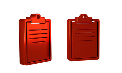 Poster - Red Clipboard with checklist icon isolated on transparent background. Control list symbol. Survey poll or questionnaire feedback form.