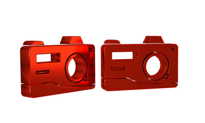 Wall Mural - Red Photo camera icon isolated on transparent background. Foto camera icon.