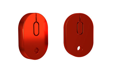 Poster - Red Computer mouse icon isolated on transparent background. Optical with wheel symbol.